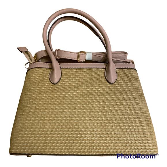 Kim Rogers Womens Wicker Straw Satchel Shoulder Purse Crossbody Bag Brown Boho - Picture 1 of 16